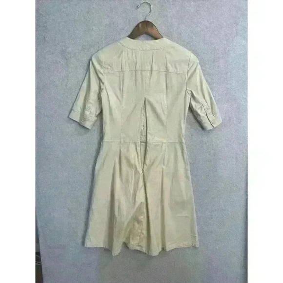 Talbots Button Front Shirt Cargo Utility Dress Back Zip 3/4 Sleeve Tan Size 2 - Picture 11 of 16